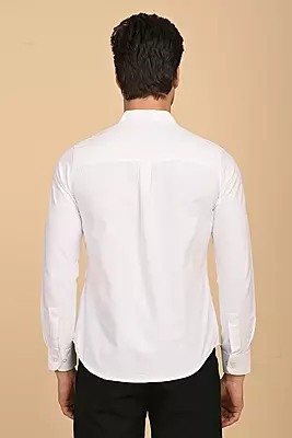 Men's Mandarin Collar Shirt -  White