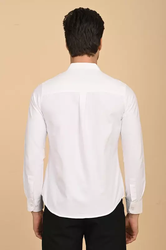 Men's Mandarin Collar Shirt - White