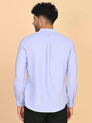 Men's Mandarin Collar Shirt - Blue