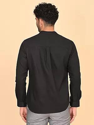 Men's Mandarin Collar Shirt - Black