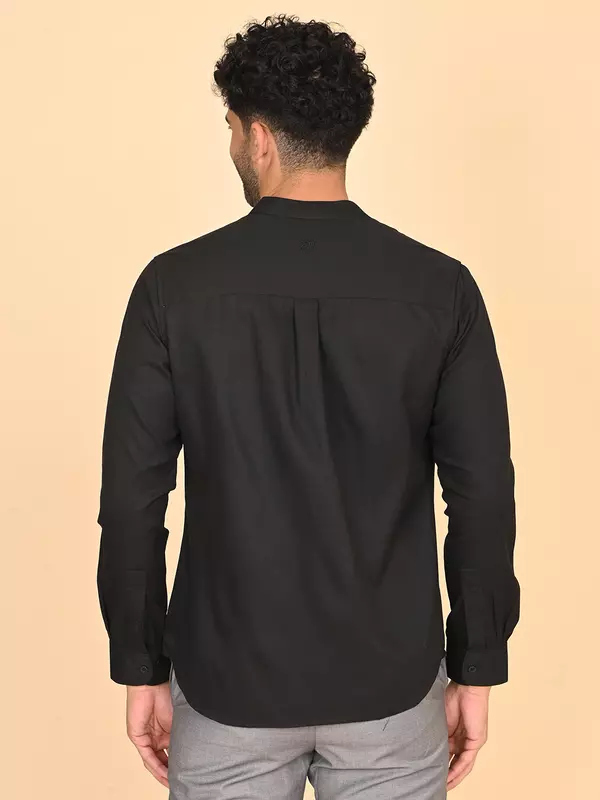 Men's Mandarin Collar Shirt - Black