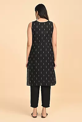 Women jacquard kurta - Black