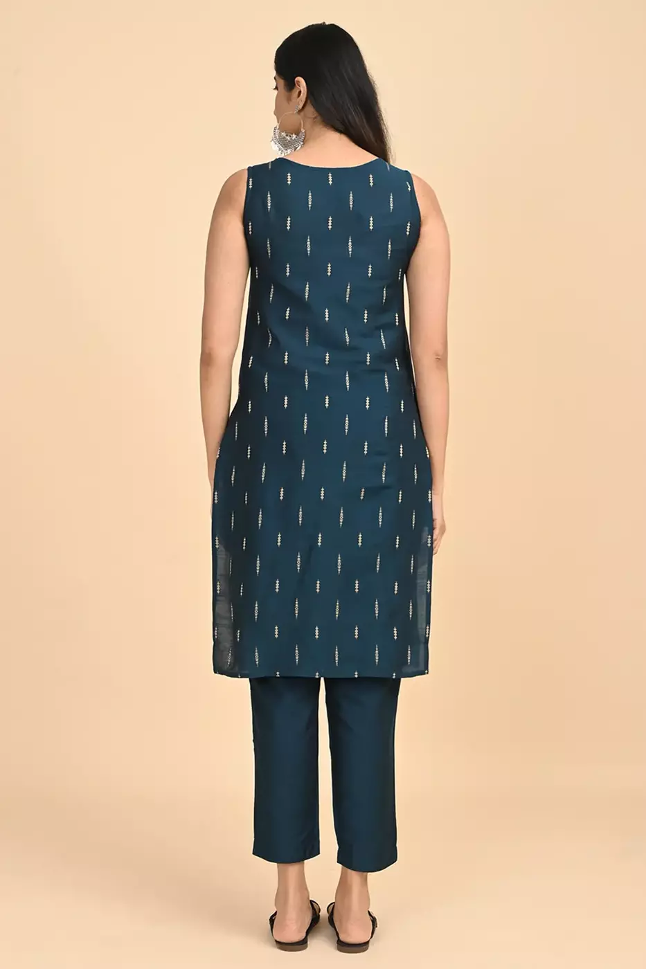 Women jacquard kurta - Blue