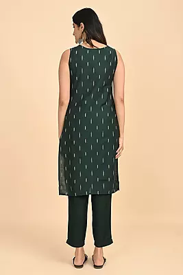 Women jacquard kurta - Green