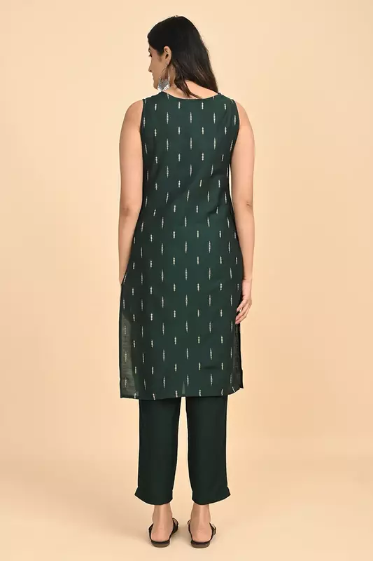 Women jacquard kurta - Green