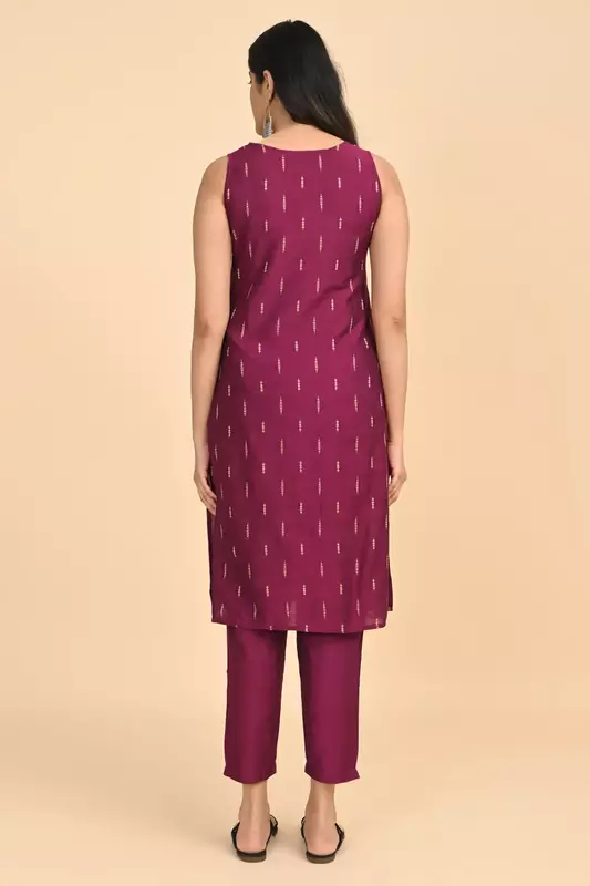 Women jacquard kurta - Pink