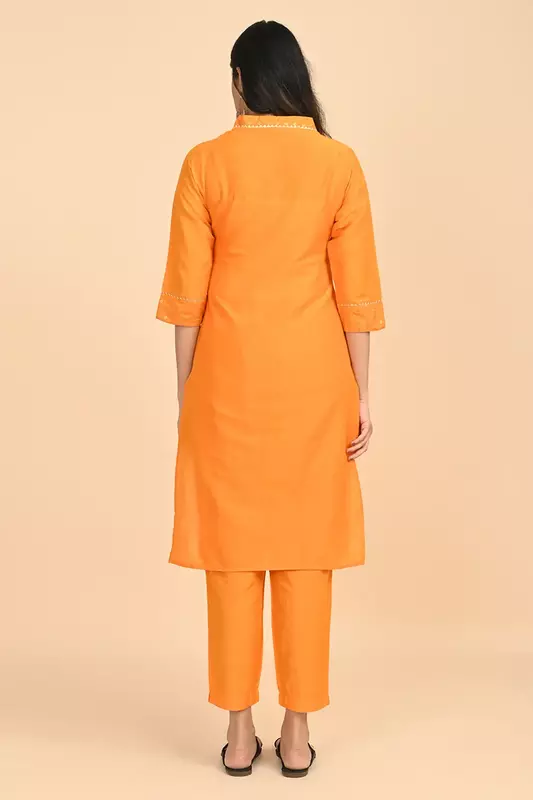 Women V-Neck Long Kurta - Yellow