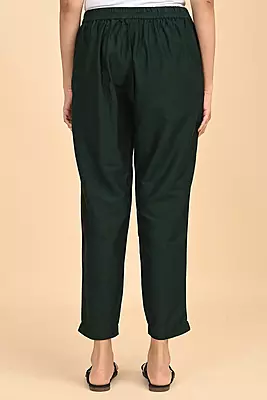 Women's Ethnic Trousers - Dark Green