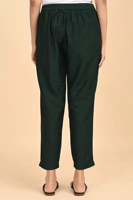 Women's Ethnic Trousers - Dark Green