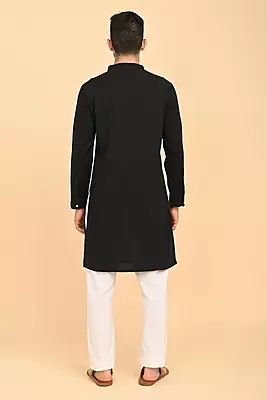 Men's Long Kurta - Black