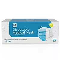 ET Dental 3 Ply Disposable Facemask Pack of 50 | Disposable Surgical Face Mask with Ear Loops