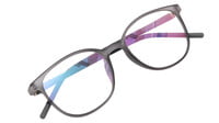 Unisex Square Spectacle Frame. Matte Grey Color Rim. Grey &Black Color Temple. Size-MEDIUM.