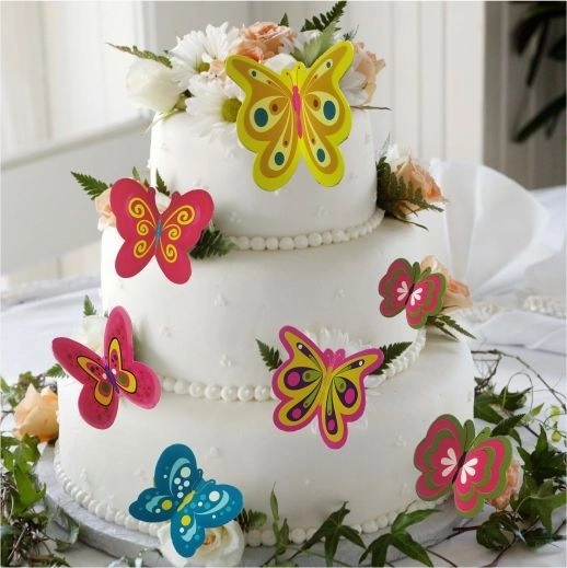 20 Pcs Multi Color and Design Butterfly Topper