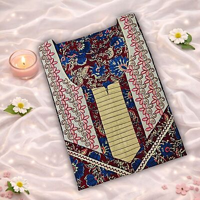 Maroon and Blue Cotton Nighty With Geometric Print All Over From Libas Loungewear - AL1139