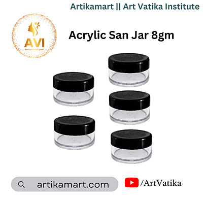 Acrylic San Jar + White Inner + BLACK Cap - 8g Acrylic San Jar + White Inner + BLACK Cap - 8g