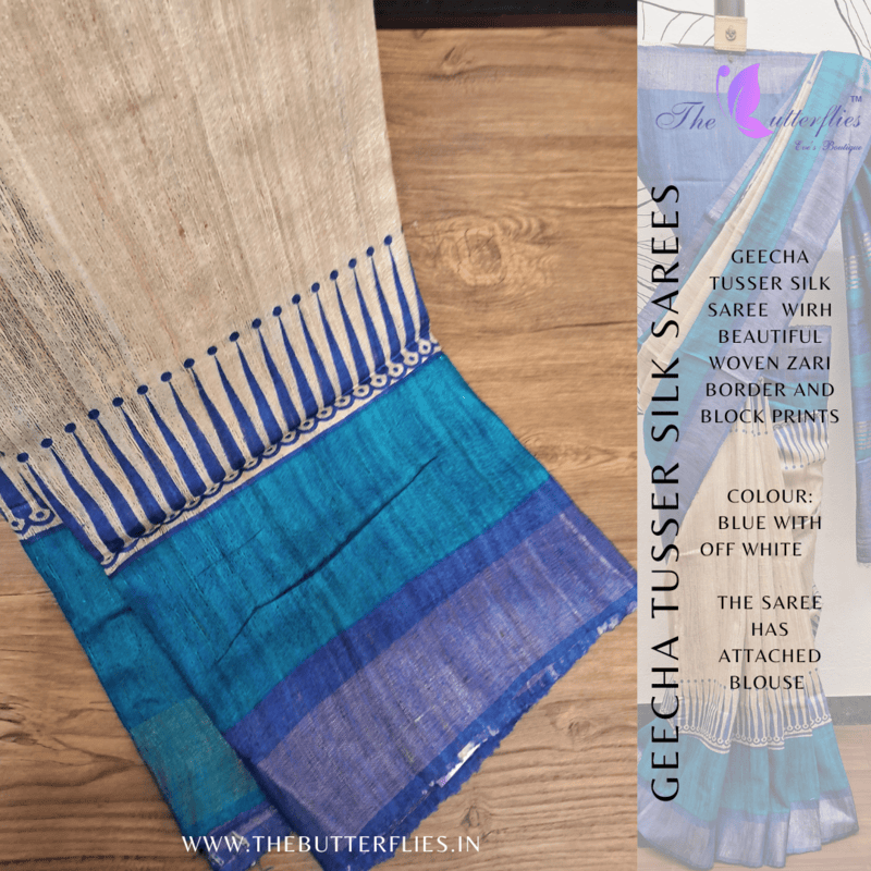 PURE GEECHA TUSSER  SILK SAREE  YBRSTSK23451