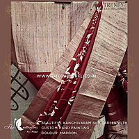HAND PAINTED PURE KANCHIVARAM  SILK SAREE  CUSSSIL21331