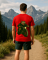 Unisex Red Biker Bear Graphic Printed Crew Neck Tee