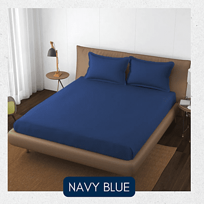Neev 100% Cotton Plain Queen Fitted Bedsheet with 2 Pillow Covers (400 TC) Neev 100% Cotton Plain Queen Fitted Bedsheet with 2 Pillow Covers (400 TC)