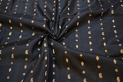 Black 2000 buta pure katan silk swarnachari