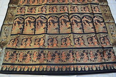 Black 2000 buta pure katan silk swarnachari