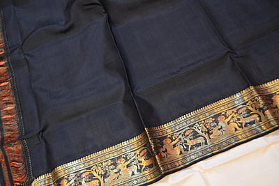 Black 2000 buta pure katan silk swarnachari