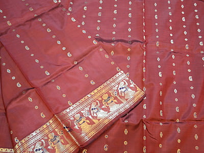 2000 buta chocolate brown pure katan silk Swarnachari