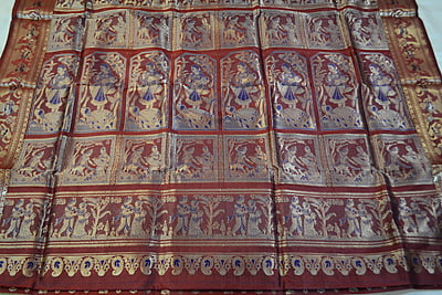 2000 buta chocolate brown pure katan silk Swarnachari