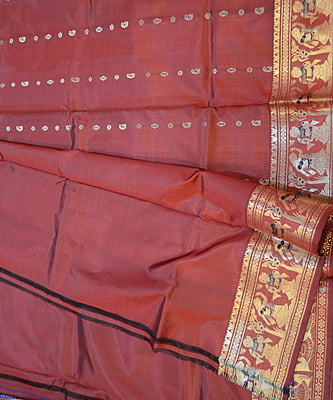 2000 buta chocolate brown pure katan silk Swarnachari
