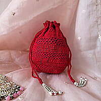 Crochet Red Potli Bags