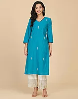 Cotton Embroidered Long Kurta