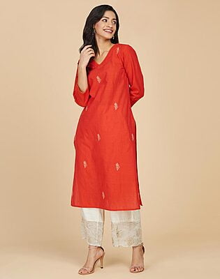 Cotton Embroidered Long Kurta