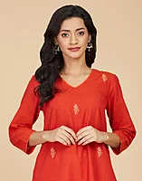 Cotton Embroidered Long Kurta