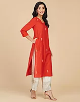 Cotton Embroidered Long Kurta
