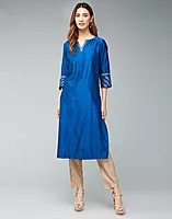 Cotton Silk Woven Long Kurta