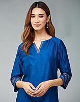 Cotton Silk Woven Long Kurta