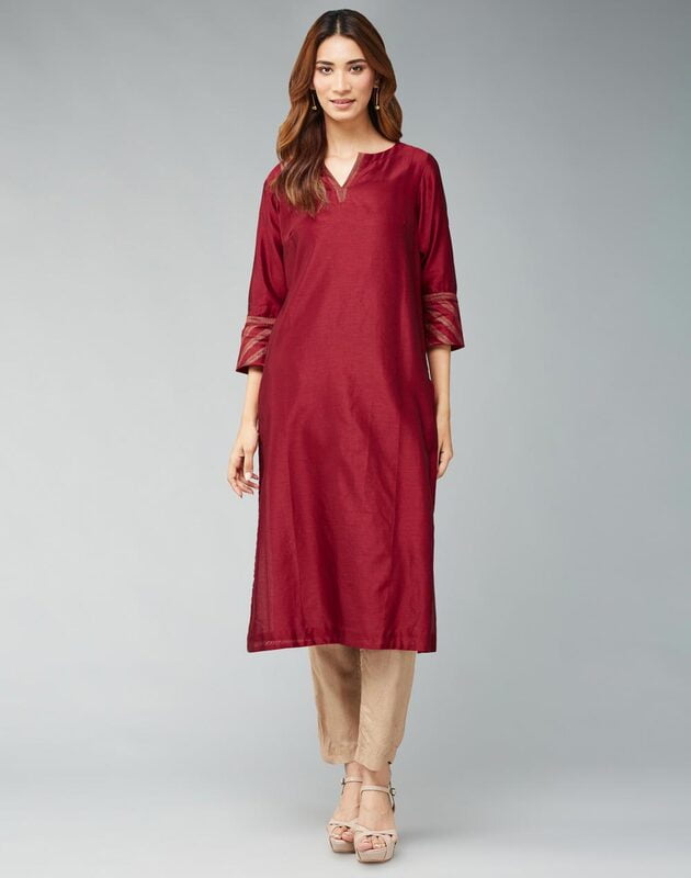 Cotton Silk Woven Long Kurta