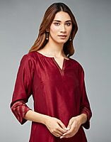 Cotton Silk Woven Long Kurta