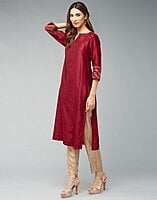 Cotton Silk Woven Long Kurta