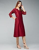 Cotton Silk Woven Long Kurta