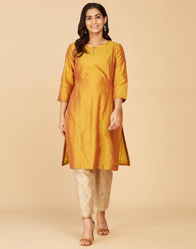 Cotton Silk Printed Long Kurta Cotton Silk Printed Long Kurta