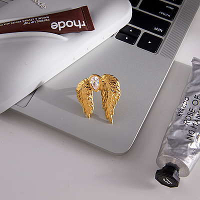 Seraph Wing 18K Gold-Plated Zircon Open Ring