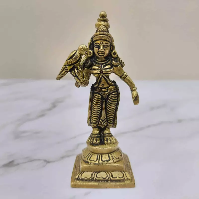 Brass Devi Meenakshi Amman - 3.6 inch Height | Divine Goddess of Madurai