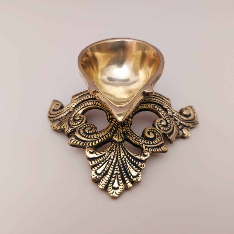 Brass Designer Diya - 2 inch Height | Exquisite Illumination