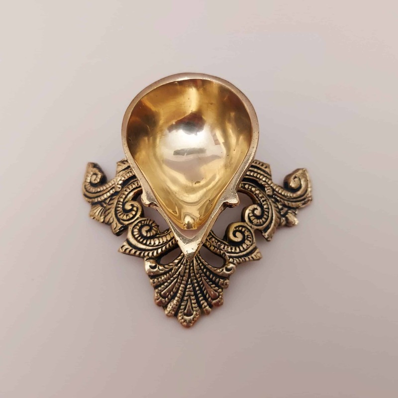 Brass Designer Diya - 2 inch Height | Exquisite Illumination