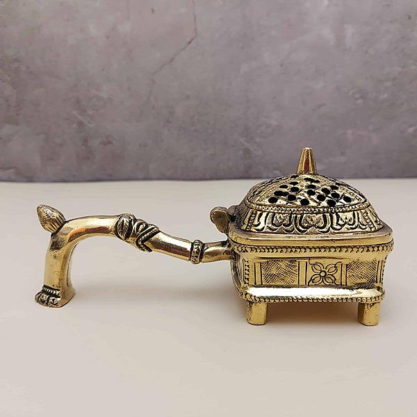 Brass Super Fine Dhoop Dani - 2.5 inch Height | Exquisite Incense Holder
