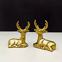 Brass Deer Set of Two - 2.5 inch Height | Symbol of Grace and Gentleness