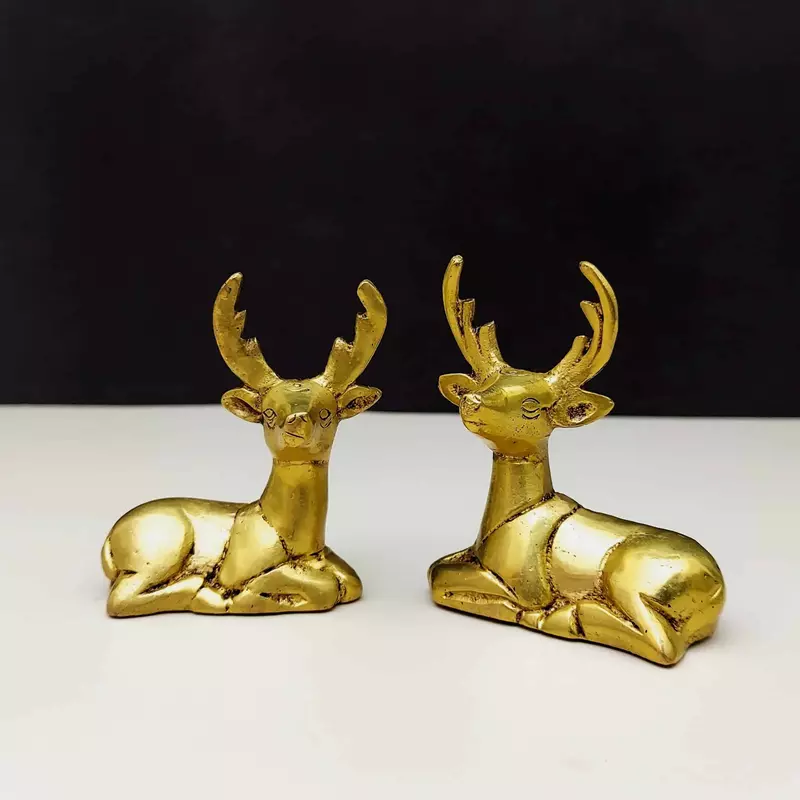 Brass Deer Set of Two - 2.5 inch Height | Symbol of Grace and Gentleness