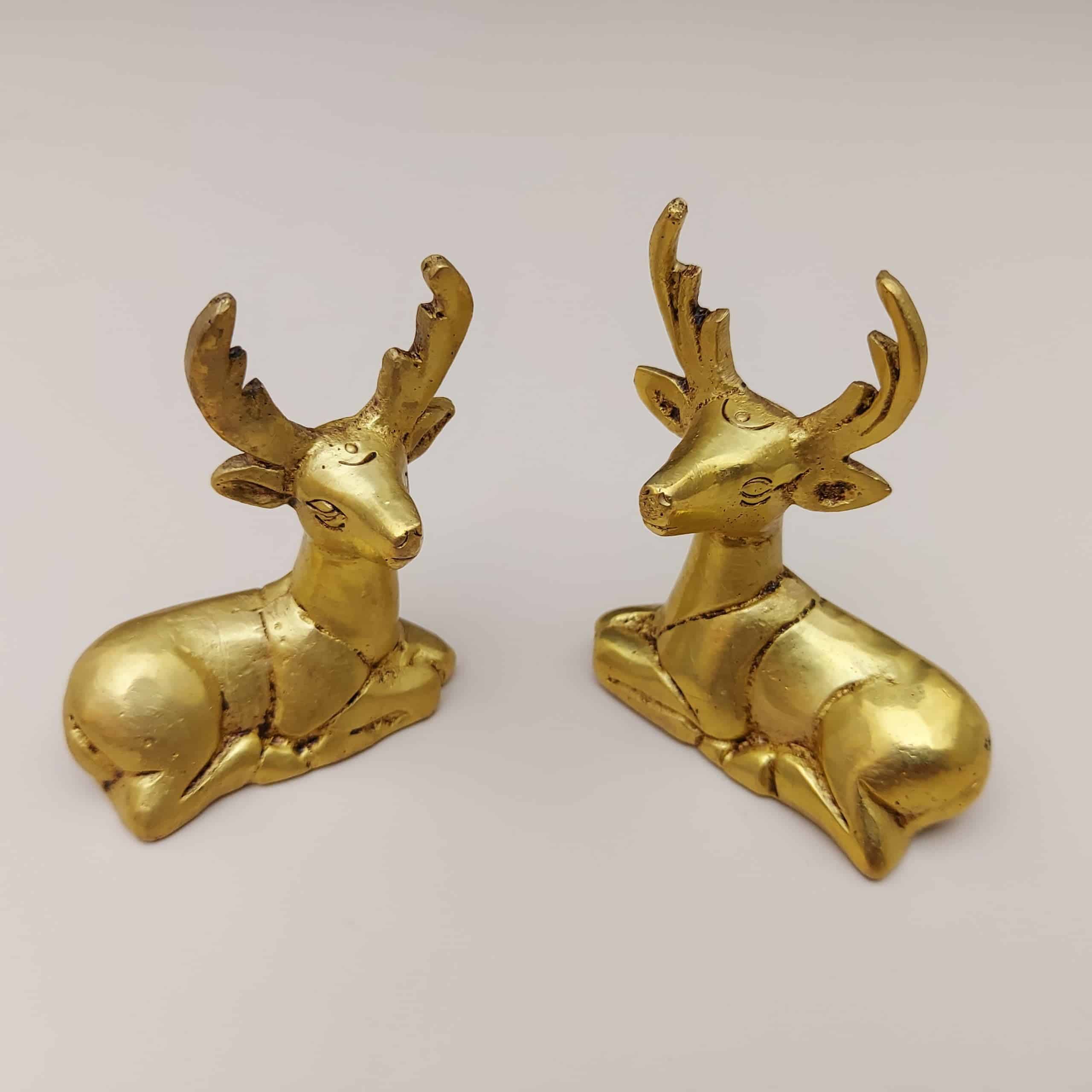 Brass Deer Set of Two - 2.5 inch Height | Symbol of Grace and Gentleness