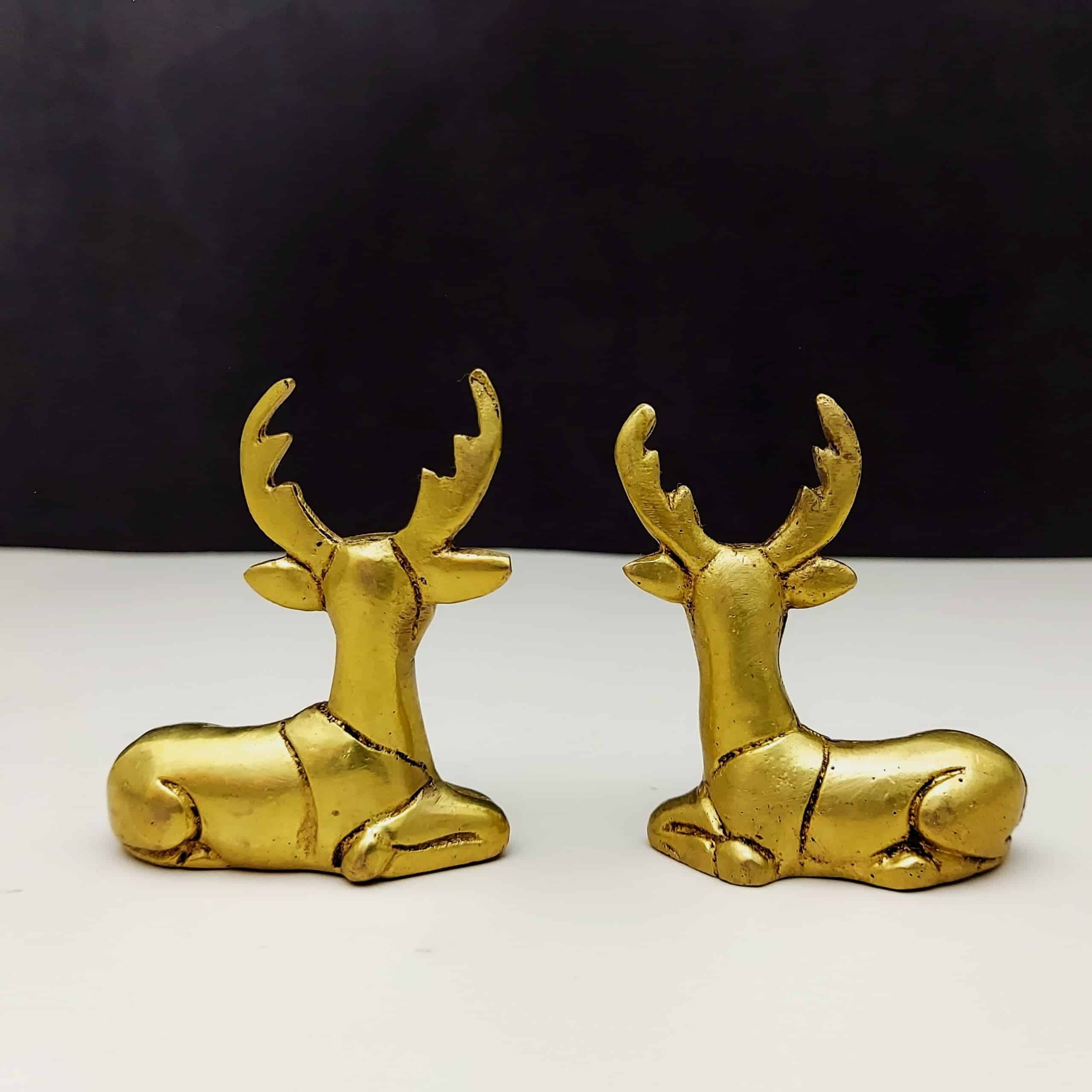 Brass Deer Set of Two - 2.5 inch Height | Symbol of Grace and Gentleness